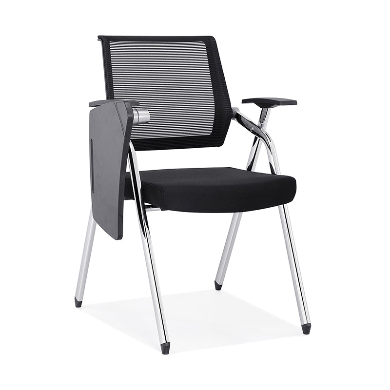 Modern Breathable High-Resilience Foam Mesh Desk Chair - Rectangular Adjustable Armrest & Writing Tablet Arm Foldable Office Chair For Home Office Lumendat