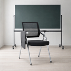 Modern Breathable High-Resilience Foam Mesh Desk Chair - Rectangular Adjustable Armrest & Writing Tablet Arm Foldable Office Chair For Home Office Lumendat