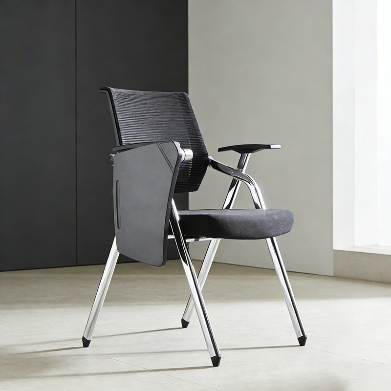 Modern Breathable High-Resilience Foam Mesh Desk Chair - Rectangular Adjustable Armrest & Writing Tablet Arm Foldable Office Chair For Home Office Lumendat