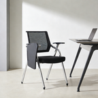 Modern Breathable High-Resilience Foam Mesh Desk Chair - Rectangular Adjustable Armrest & Writing Tablet Arm Foldable Office Chair For Home Office Lumendat