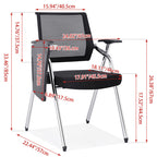 Modern Breathable High-Resilience Foam Mesh Desk Chair - Rectangular Adjustable Armrest & Writing Tablet Arm Foldable Office Chair For Home Office Lumendat