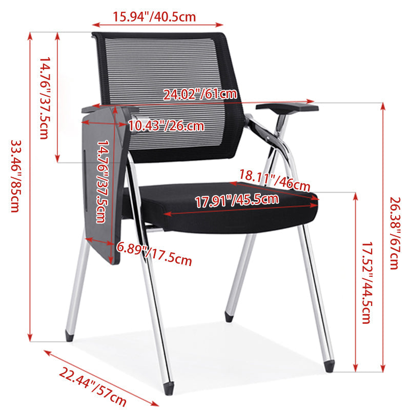 Modern Breathable High-Resilience Foam Mesh Desk Chair - Rectangular Adjustable Armrest & Writing Tablet Arm Foldable Office Chair For Home Office Lumendat