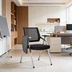 Modern Breathable High-Resilience Foam Mesh Desk Chair - Rectangular Adjustable Armrest & Writing Tablet Arm Foldable Office Chair For Home Office Lumendat