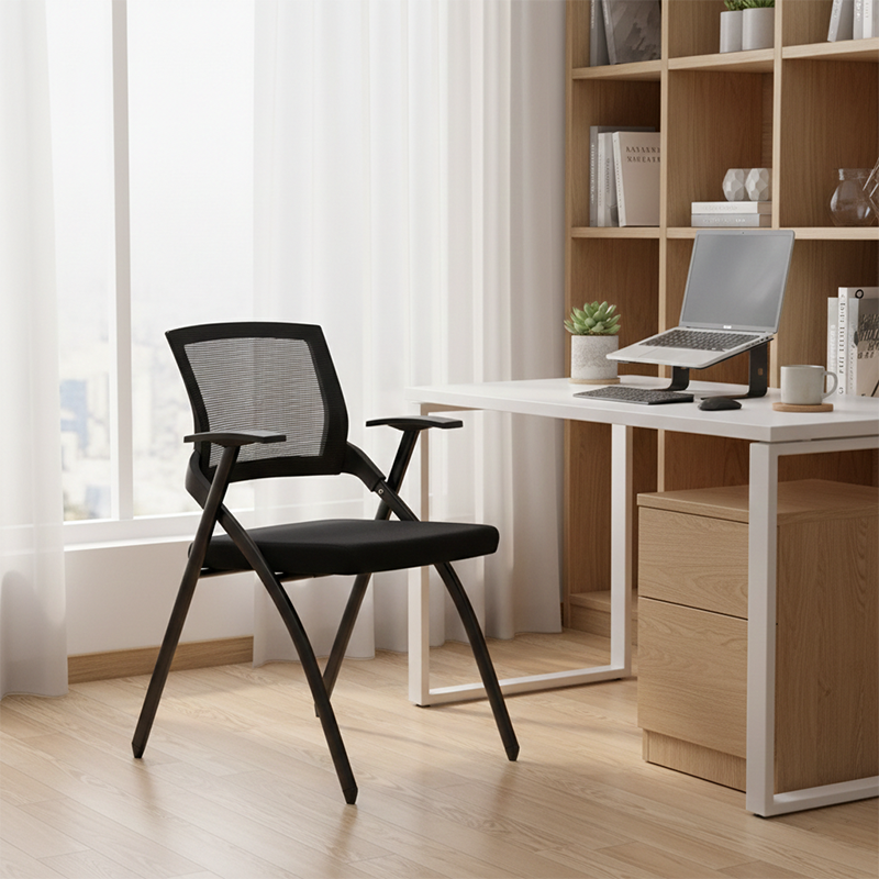 Modern High-Resilience Foam Mesh Desk Chair - Rectangular Cross-Leg Design Foldable Office Chair For Home Office Lumendat