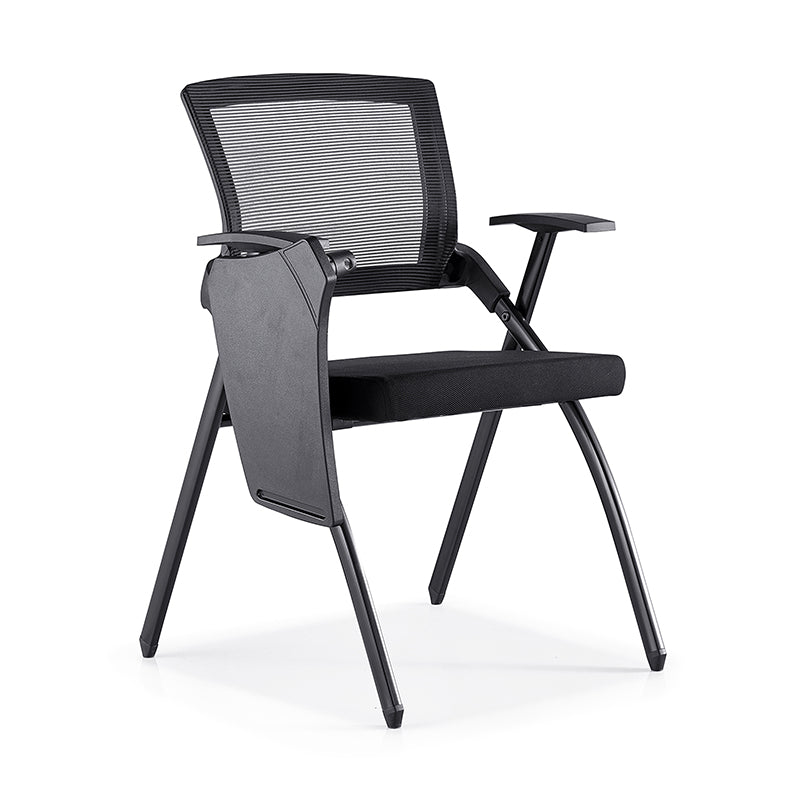 Modern High-Resilience Foam Mesh Desk Chair - Rectangular Cross-Leg Design Foldable Armrest & Writing Tablet Arm Office Chair For Home Office Lumendat