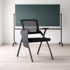 Modern High-Resilience Foam Mesh Desk Chair - Rectangular Cross-Leg Design Foldable Armrest & Writing Tablet Arm Office Chair For Home Office Lumendat
