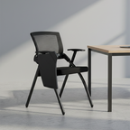 Modern High-Resilience Foam Mesh Desk Chair - Rectangular Cross-Leg Design Foldable Armrest & Writing Tablet Arm Office Chair For Home Office Lumendat