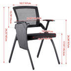 Modern High-Resilience Foam Mesh Desk Chair - Rectangular Cross-Leg Design Foldable Armrest & Writing Tablet Arm Office Chair For Home Office Lumendat