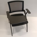 Modern High-Resilience Foam Mesh Desk Chair - Rectangular Cross-Leg Design Foldable Armrest & Writing Tablet Arm Office Chair For Home Office Lumendat