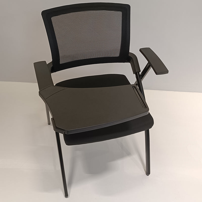 Modern High-Resilience Foam Mesh Desk Chair - Rectangular Cross-Leg Design Foldable Armrest & Writing Tablet Arm Office Chair For Home Office Lumendat
