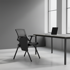 Modern High-Resilience Foam Mesh Desk Chair - Rectangular Cross-Leg Design Foldable Armrest & Writing Tablet Arm Office Chair For Home Office Lumendat