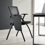 Modern High-Resilience Foam Mesh Desk Chair - Rectangular Cross-Leg Design Foldable Armrest & Writing Tablet Arm Office Chair For Home Office Lumendat