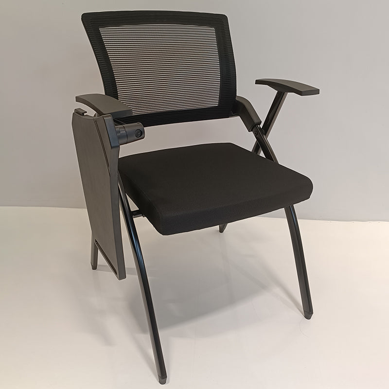 Modern High-Resilience Foam Mesh Desk Chair - Rectangular Cross-Leg Design Foldable Armrest & Writing Tablet Arm Office Chair For Home Office Lumendat