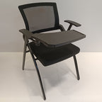 Modern High-Resilience Foam Mesh Desk Chair - Rectangular Cross-Leg Design Foldable Armrest & Writing Tablet Arm Office Chair For Home Office Lumendat