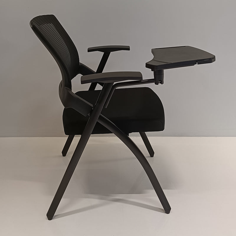 Modern High-Resilience Foam Mesh Desk Chair - Rectangular Cross-Leg Design Foldable Armrest & Writing Tablet Arm Office Chair For Home Office Lumendat