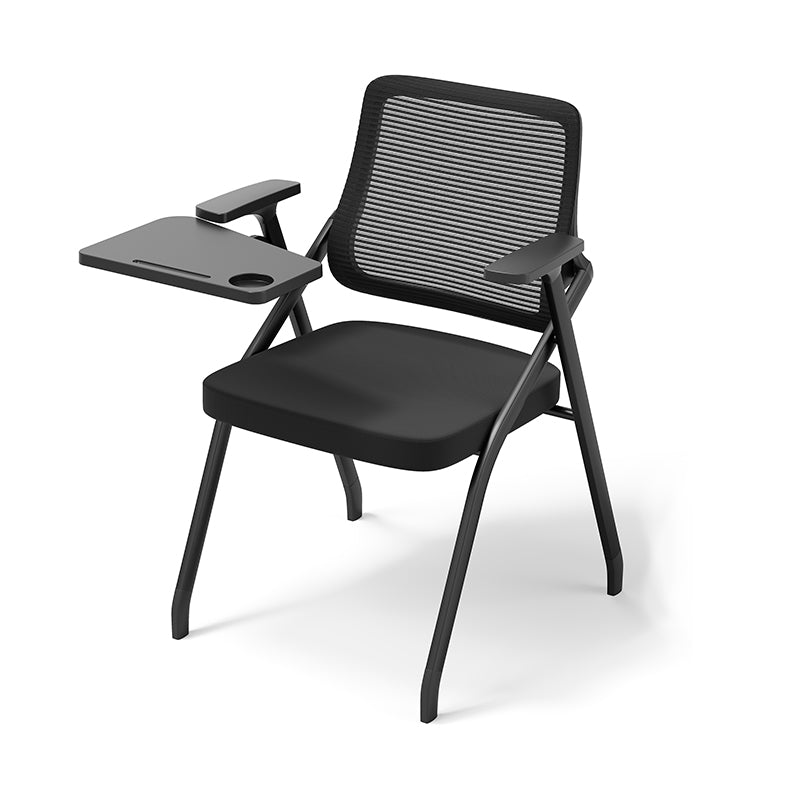Modern Breathable High-Resilience Foam Mesh Desk Chair - Rectangular Extendable Armrest Rotating Writing Tablet Arm Foldable Office Chair For Home Office Lumendat