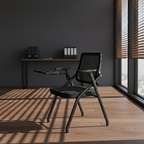 Modern Breathable High-Resilience Foam Mesh Desk Chair - Rectangular Extendable Armrest Rotating Writing Tablet Arm Foldable Office Chair For Home Office Lumendat