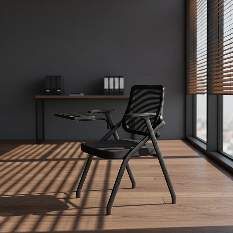 Modern Breathable High-Resilience Foam Mesh Desk Chair - Rectangular Extendable Armrest Rotating Writing Tablet Arm Foldable Office Chair For Home Office Lumendat