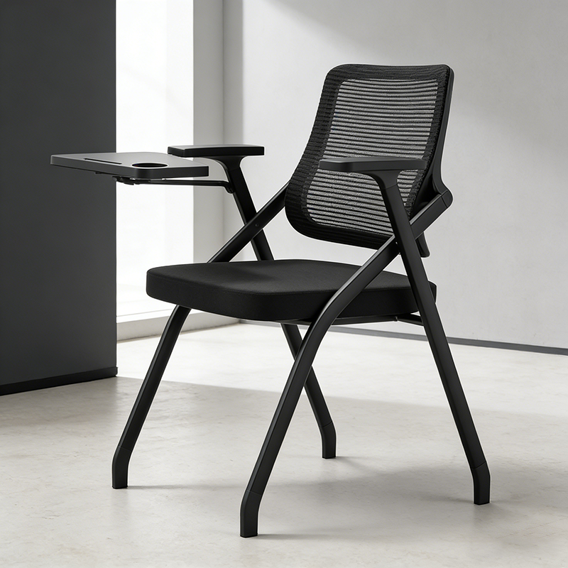 Modern Breathable High-Resilience Foam Mesh Desk Chair - Rectangular Extendable Armrest Rotating Writing Tablet Arm Foldable Office Chair For Home Office Lumendat