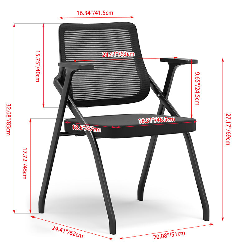 Modern Breathable High-Resilience Foam Mesh Desk Chair - Rectangular Extendable Armrest Foldable Office Chair For Home Office Lumendat