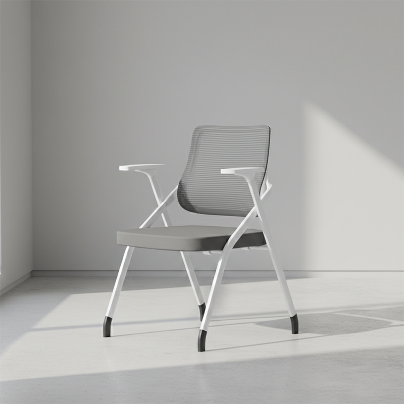 Modern Folding Ergonomic Mesh Desk Chair - Rectangular Stackable Training Chair With Cushioned Seat & Adjustable Armrests Chair For Home Office Lumendat