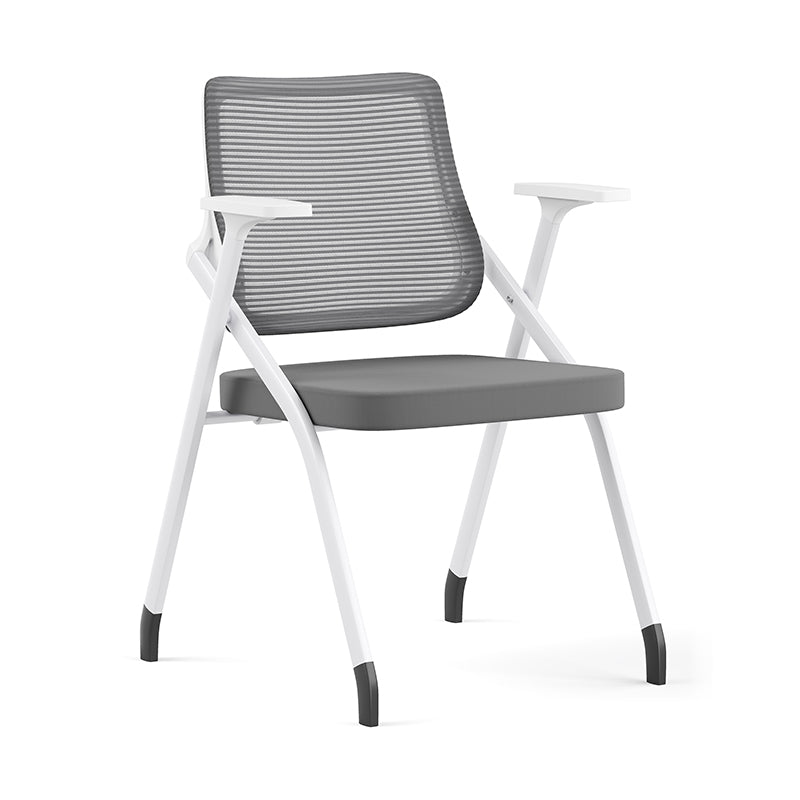 Modern Folding Ergonomic Mesh Desk Chair - Rectangular Stackable Training Chair With Cushioned Seat & Adjustable Armrests Chair For Home Office Lumendat