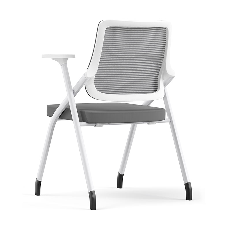 Modern Folding Ergonomic Mesh Desk Chair - Rectangular Stackable Training Chair With Cushioned Seat & Adjustable Armrests Chair For Home Office Lumendat