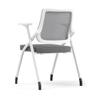 Modern Folding Ergonomic Mesh Desk Chair - Rectangular Stackable Training Chair With Cushioned Seat & Adjustable Armrests Chair For Home Office Lumendat