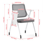 Modern Ergonomic Mesh Desk Chair - Rectangular Folding Training Chair With Flip-Up Writing Tablet For Home Office Lumendat