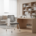 Modern Ergonomic Mesh Desk Chair - Rectangular Folding Training Chair With Flip-Up Writing Tablet For Home Office Lumendat