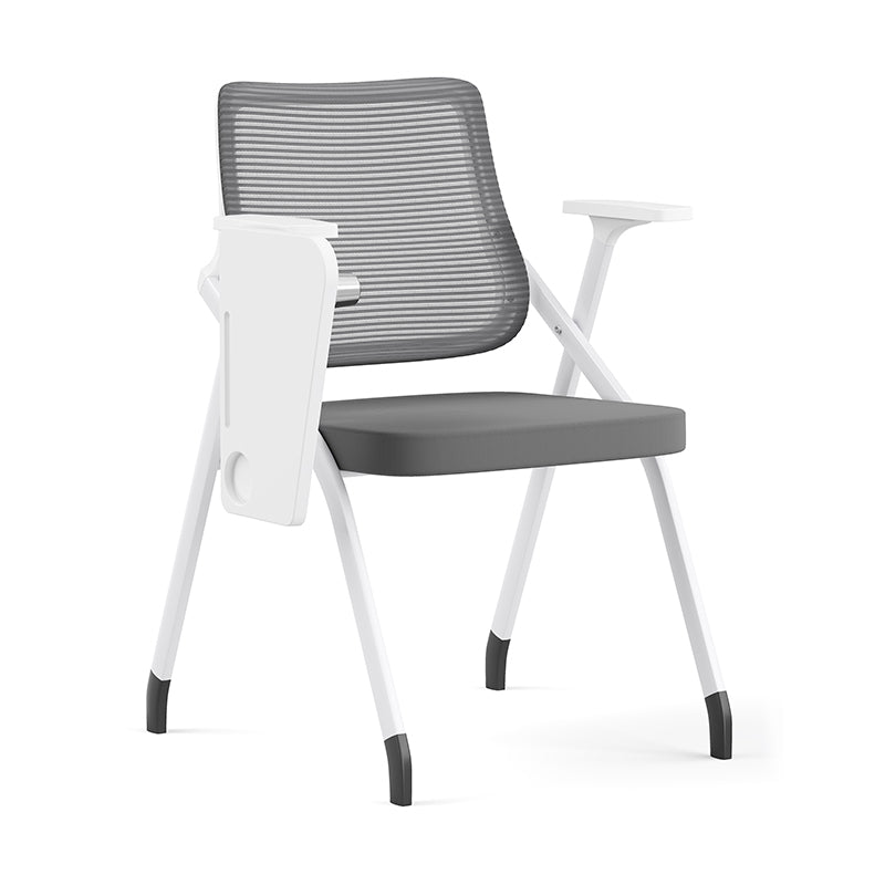 Modern Ergonomic Mesh Desk Chair - Rectangular Folding Training Chair With Flip-Up Writing Tablet For Home Office Lumendat
