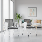 Modern Ergonomic Mesh Desk Chair - Rectangular Folding Training Chair With Flip-Up Writing Tablet For Home Office Lumendat