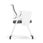 Modern Ergonomic Mesh Desk Chair - Rectangular Folding Training Chair With Flip-Up Writing Tablet For Home Office Lumendat