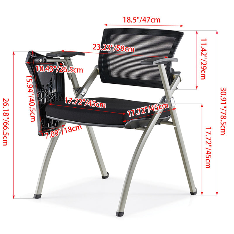 Modern Ergonomic Mesh Office Chair - Rectangular Folding Desk Chair With Optional Writing Tablet For Home Office Lumendat