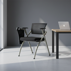 Modern Ergonomic Mesh Office Chair - Rectangular Folding Desk Chair With Optional Writing Tablet For Home Office Lumendat