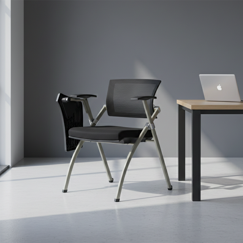 Modern Ergonomic Mesh Office Chair - Rectangular Folding Desk Chair With Optional Writing Tablet For Home Office Lumendat