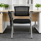 Modern Ergonomic Mesh Office Chair - Rectangular Folding Desk Chair With Optional Writing Tablet For Home Office Lumendat