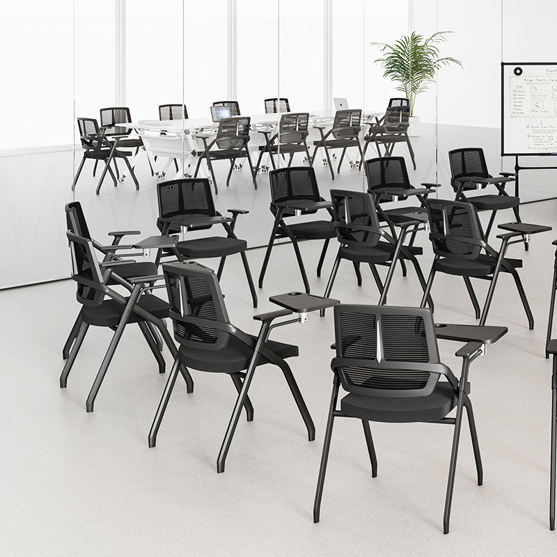 Modern Ergonomic Folding Training Chair With 180° Tablet Arm - Rectangular Nesting Desk Chair With Flip-up Seat & Breathable Mesh Back For Home Office Lumendat