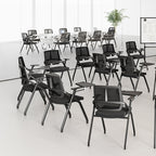 Modern Ergonomic Folding Training Chair With 180° Tablet Arm - Rectangular Nesting Desk Chair With Flip-up Seat & Breathable Mesh Back For Home Office Lumendat