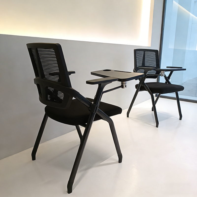 Modern Ergonomic Folding Training Chair With 180° Tablet Arm - Rectangular Nesting Desk Chair With Flip-up Seat & Breathable Mesh Back For Home Office Lumendat