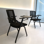 Modern Ergonomic Folding Training Chair With 180° Tablet Arm - Rectangular Nesting Desk Chair With Flip-up Seat & Breathable Mesh Back For Home Office Lumendat