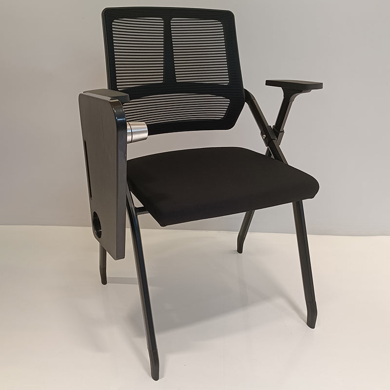 Modern Ergonomic Folding Training Chair With 180° Tablet Arm - Rectangular Nesting Desk Chair With Flip-up Seat & Breathable Mesh Back For Home Office Lumendat