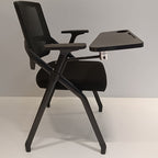 Modern Ergonomic Folding Training Chair With 180° Tablet Arm - Rectangular Nesting Desk Chair With Flip-up Seat & Breathable Mesh Back For Home Office Lumendat