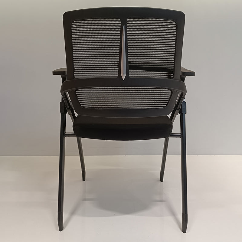 Modern Ergonomic Folding Training Chair With 180° Tablet Arm - Rectangular Nesting Desk Chair With Flip-up Seat & Breathable Mesh Back For Home Office Lumendat