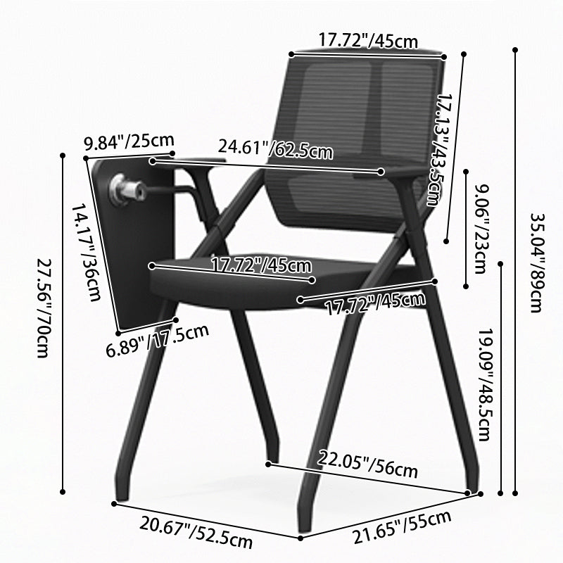 Modern Ergonomic Folding Training Chair With 180° Tablet Arm - Rectangular Nesting Desk Chair With Flip-up Seat & Breathable Mesh Back For Home Office Lumendat
