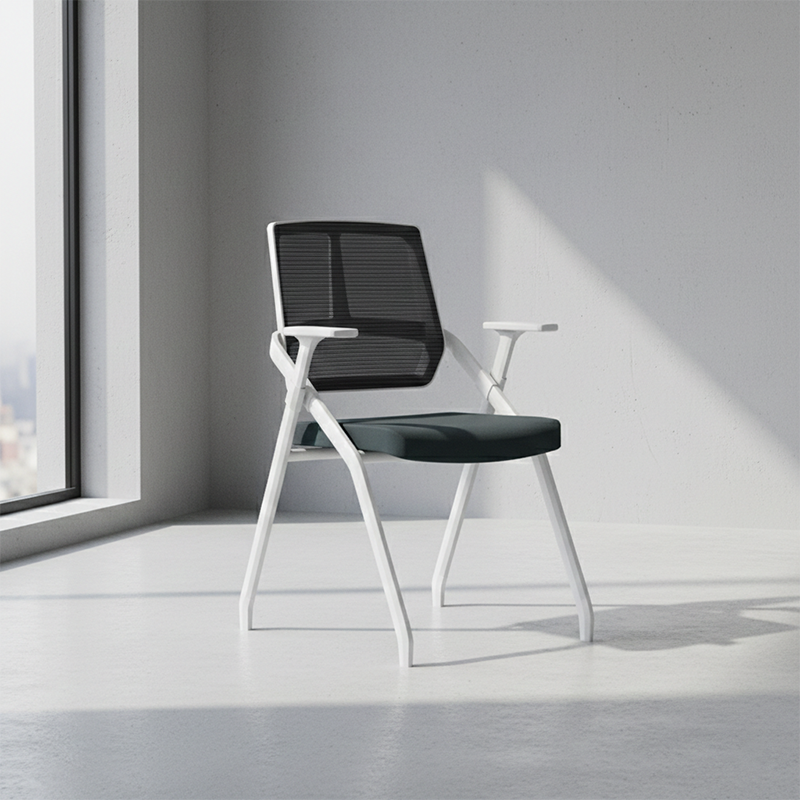 Modern Ergonomic Folding Office Chair - Rectangular Nesting Desk Chair With Flip-up Seat & 2D Armrests For Home Office Lumendat