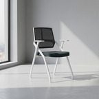 Modern Ergonomic Folding Office Chair - Rectangular Nesting Desk Chair With Flip-up Seat & 2D Armrests For Home Office Lumendat