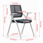 Modern Ergonomic Folding Office Chair - Rectangular Nesting Desk Chair With Flip-up Seat & 2D Armrests For Home Office Lumendat