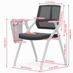 Modern Professional Ergonomic Space-Saving Mesh Office Chair - Rectangle Training Chair With Foldable Writing Tablet For Home Office Lumendat