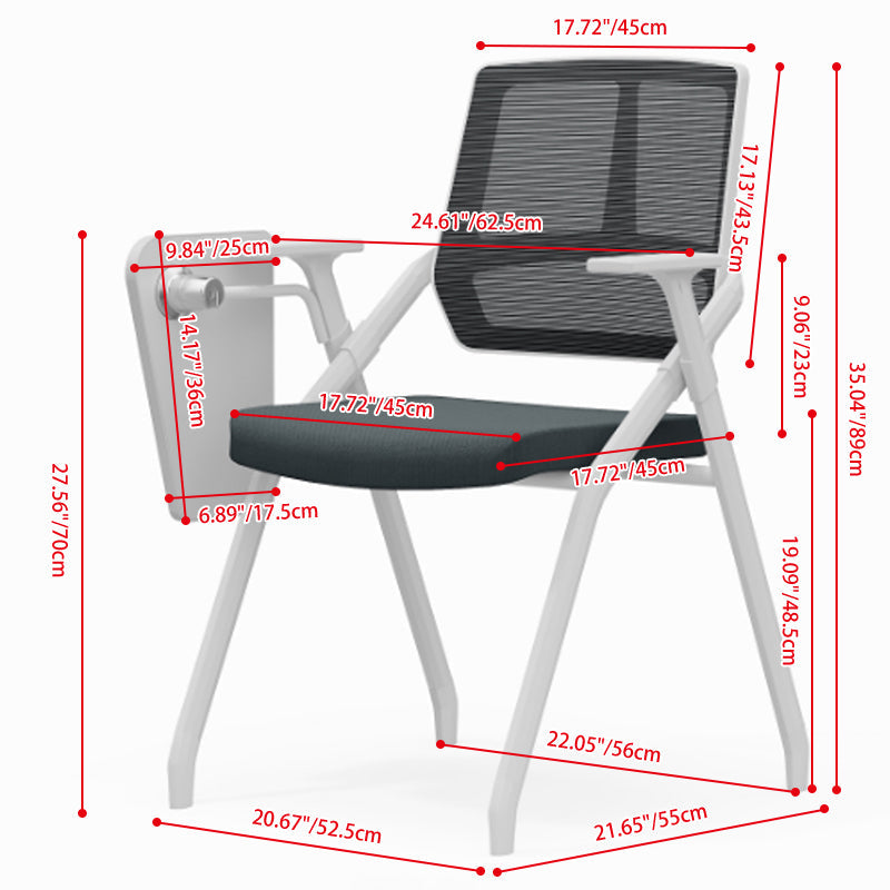 Modern Professional Ergonomic Space-Saving Mesh Office Chair - Rectangle Training Chair With Foldable Writing Tablet For Home Office Lumendat